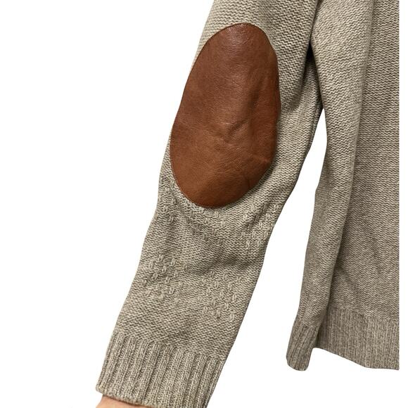 Inis Meain Mens Wool Cashmere Full Zip Sweater Size S Tan Patch Elbows Ireland - Picture 5 of 7